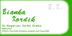 bianka kordik business card